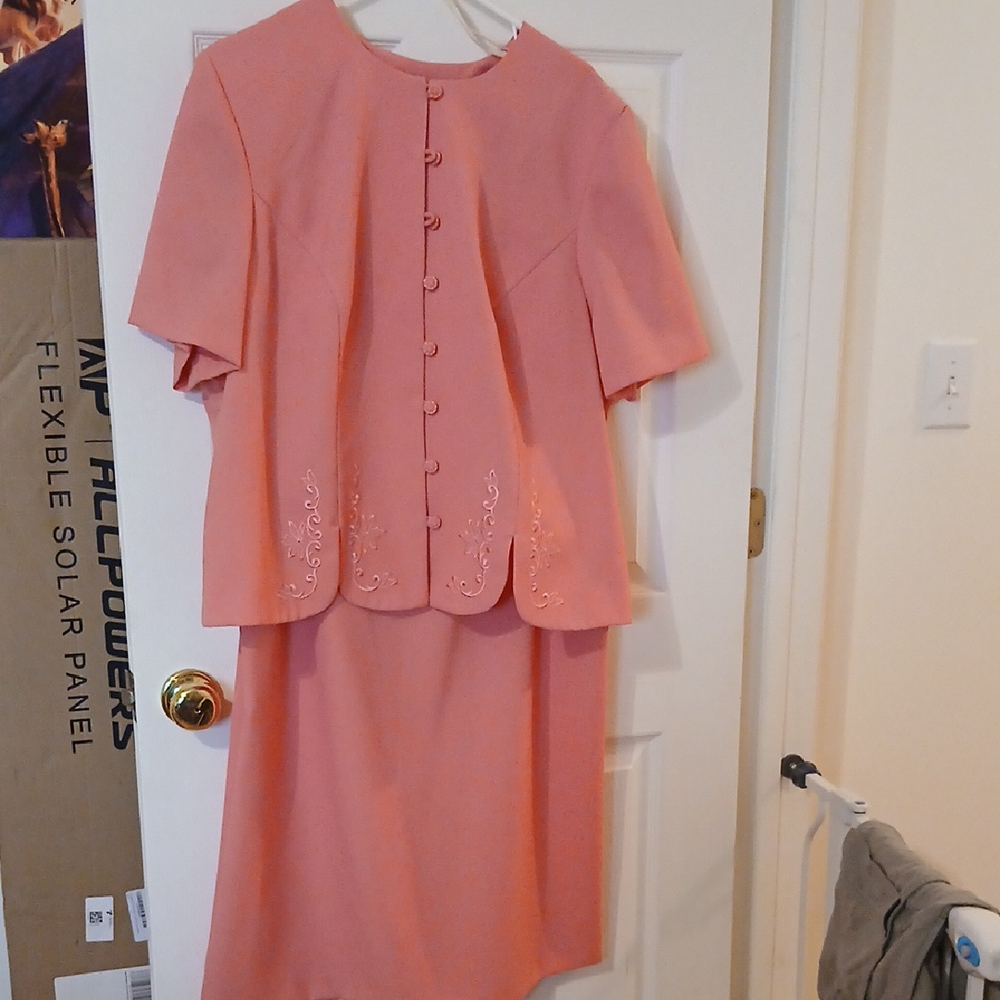 Elegant Coral Women's Dress Set